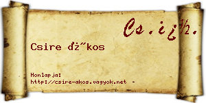 Csire Ákos névjegykártya